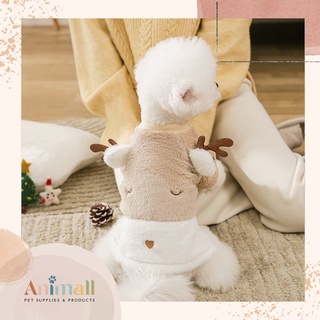 Áo len bông tuần lộc có sừng cho thú cưng - Quần áo thời trang cho thú cưng