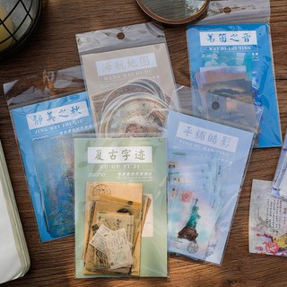 túi 40 stickers vintage retro hình chữ nhật phong cách đa dạng