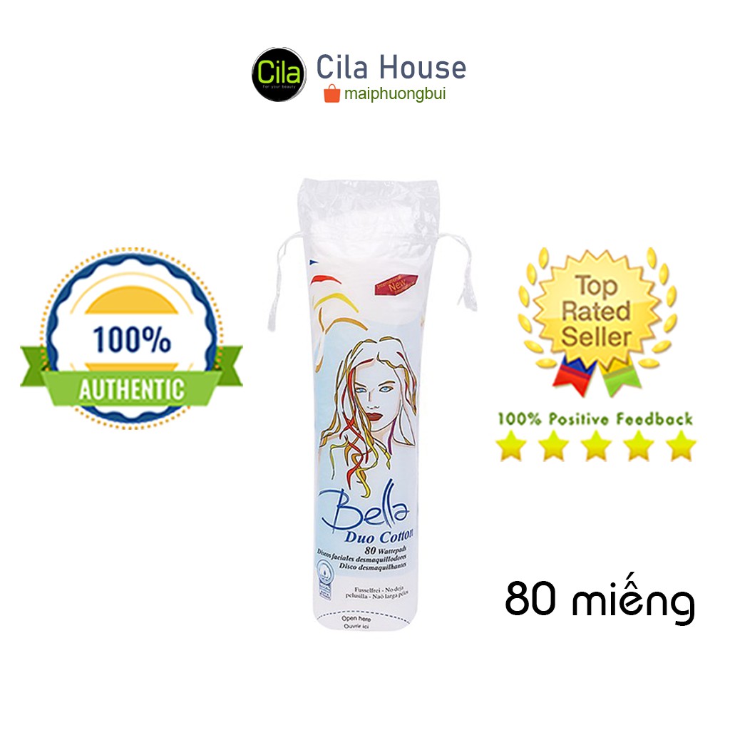 [MẪU MỚI] Bông tẩy trang Bella Hữu cơ (Organic) 80 miếng - Cila House