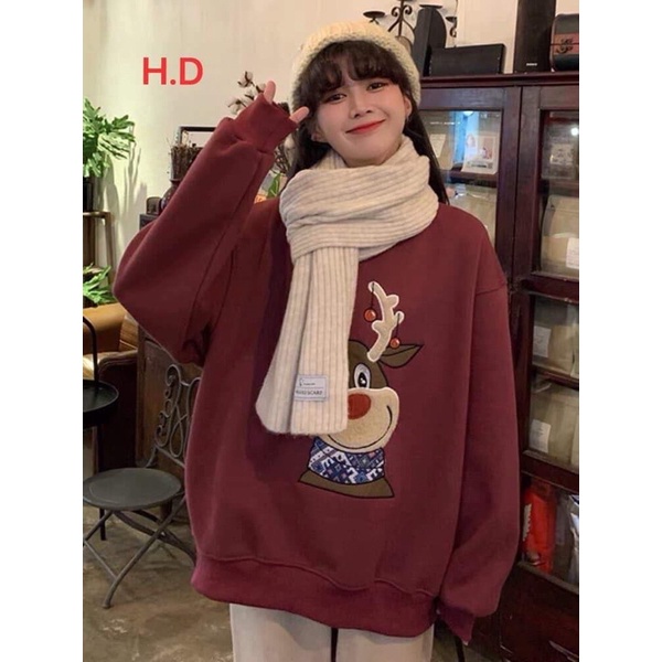 Áo Nỉ Noel Tuần lộc, cây thông [FREESHIP] Sweater giáng sinh form rộng tay bồng, thun merry christmas cá tính Ulzzang