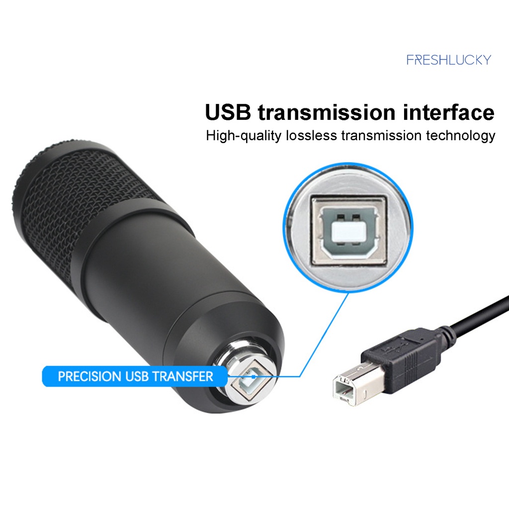 freshlucky BM700/BM800 Recording Microphone Low Power Consumption Adjustable 192/24bit USB Microphone Kit for Singing