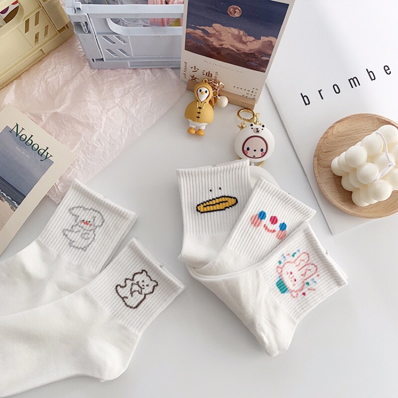Vớ cổ cao nam nữ tất icon trắng dài cotton thời trang đẹp kháng khuẩn khử mùi thấm hút mồ hôi tốt MONEY VC022