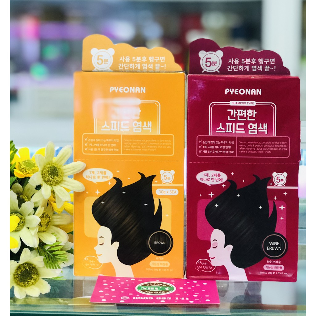 (Hộp 5 gói) Thuốc nhuộm tóc thảo dược Pyeonan Hàn Quốc | BigBuy360 - bigbuy360.vn