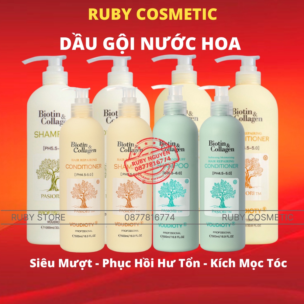 Dầu Gội Biotin Collagen Trắng - Cặp Dầu Gội Xả Giảm Rụng Tóc, Kích Mọc Tóc, Phục Hồi Tóc Khô Xơ Hàng Chính Hãng
