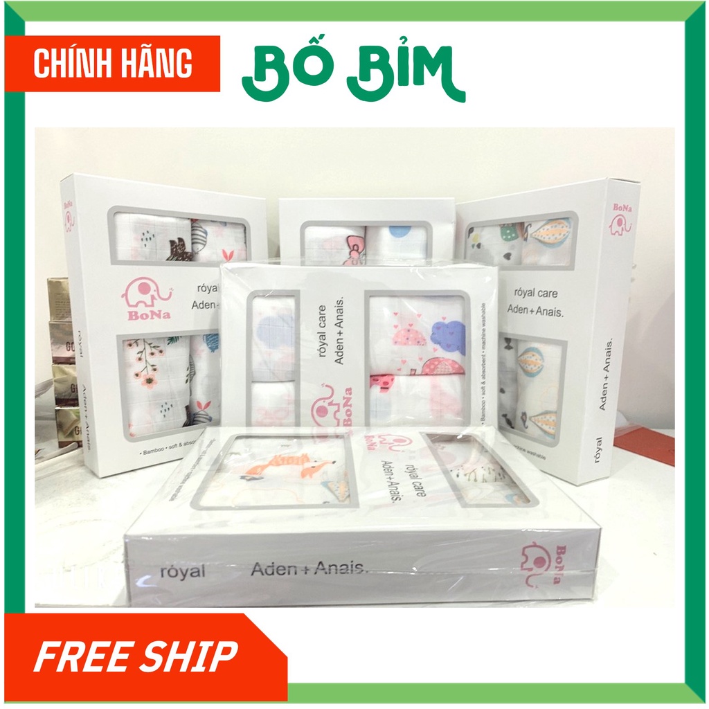 ⚡BÁN LỖ XIN 5 SAO⚡ Hộp 2 Chiếc Khăn Aden Sợi Tre 2 Lớp Đa Năng Dùng Quấn, Khăn Tắm Cho Bé