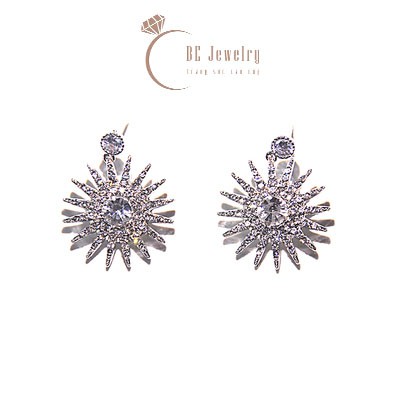 Khuyên tai đá tỏa Bạc 925 lấp lánh đá CZ cao cấp - Bông tai nữ, Trang sức Bạc OBE Jewelry đi tiệc, cưới hỏi