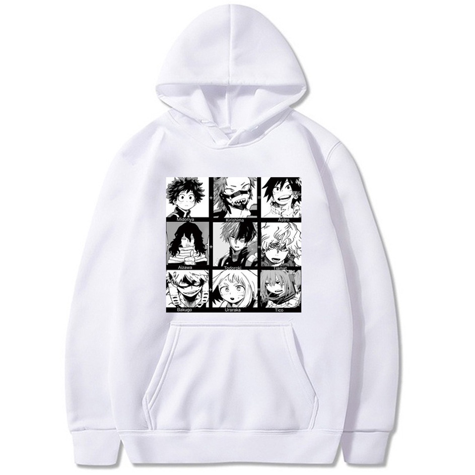 Áo hoodies hoạt hình Nhật Bản my hero academia đội đầu đội mũ trùm đầu cao cấp