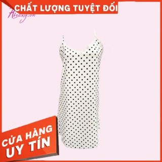 HISEXY Đầm Ngủ 2 Dây Mặc Nhà Chấm Bi Lụa Hàn Đủ Size Dưới 75Kg (Có Video Thật)