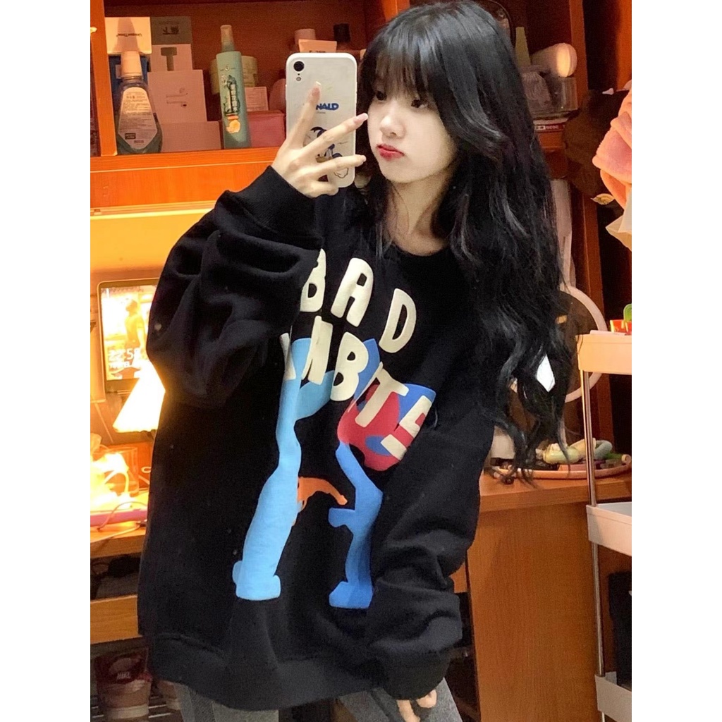 Áo Sweater In Chữ BAD HABIT Phối Màu Siu Xinh,Hình Độc Đáo Phong Cách Cá Tính Trẻ Trung Năng Động