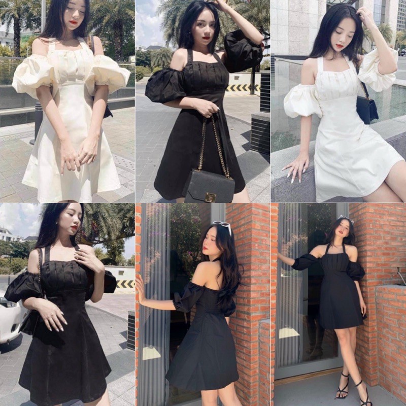 Đầm Xinh Di Di DRESS form tôn dáng chất vải dày dặn thiết kế phần ngực xếp tinh tế mặc được 2 kiểu