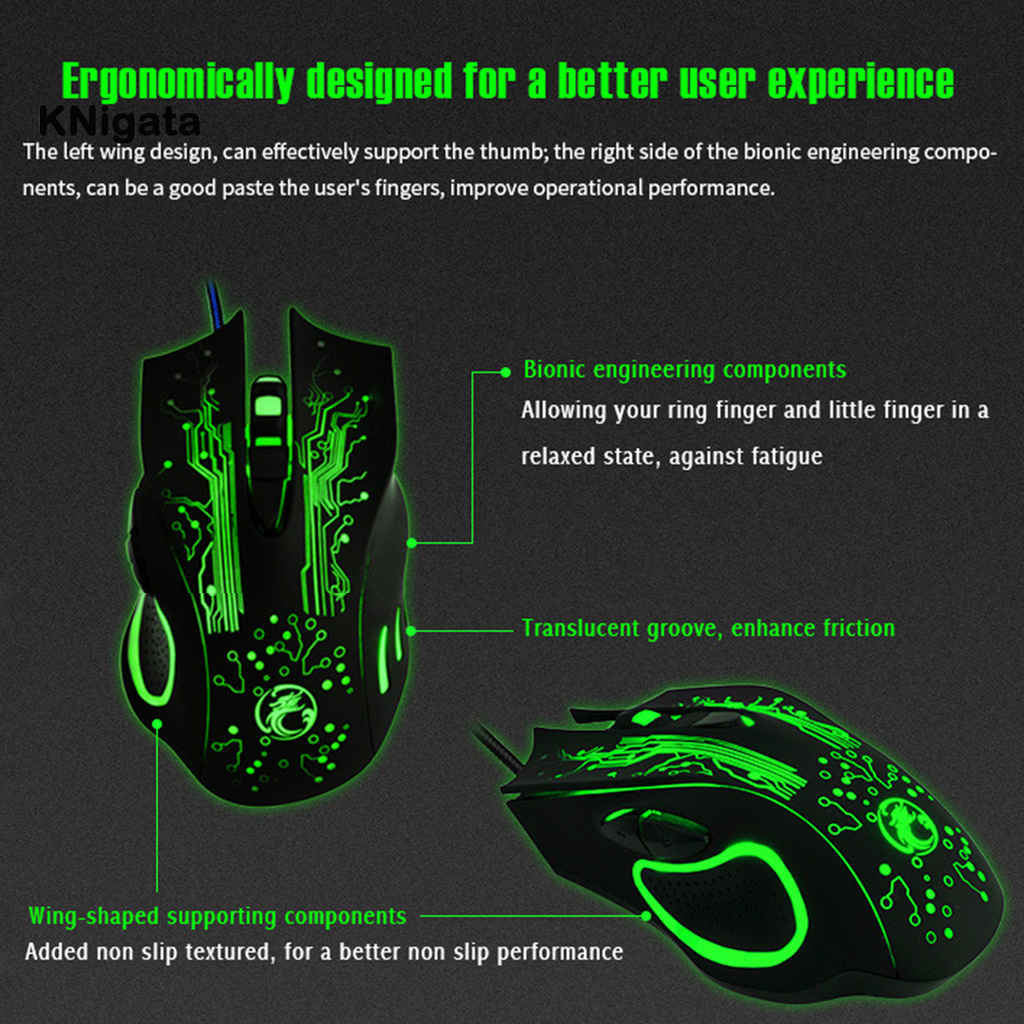 {HAM} IMICE X9 Wired Mouse with Gaming Chip Strong USB Wire Black Gaming Mouse with Colorful Light for Computer