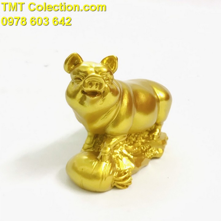 Tượng Con Heo Vàng, trang trí bàn sách, bàn làm việc -TMT Collection - SP005240