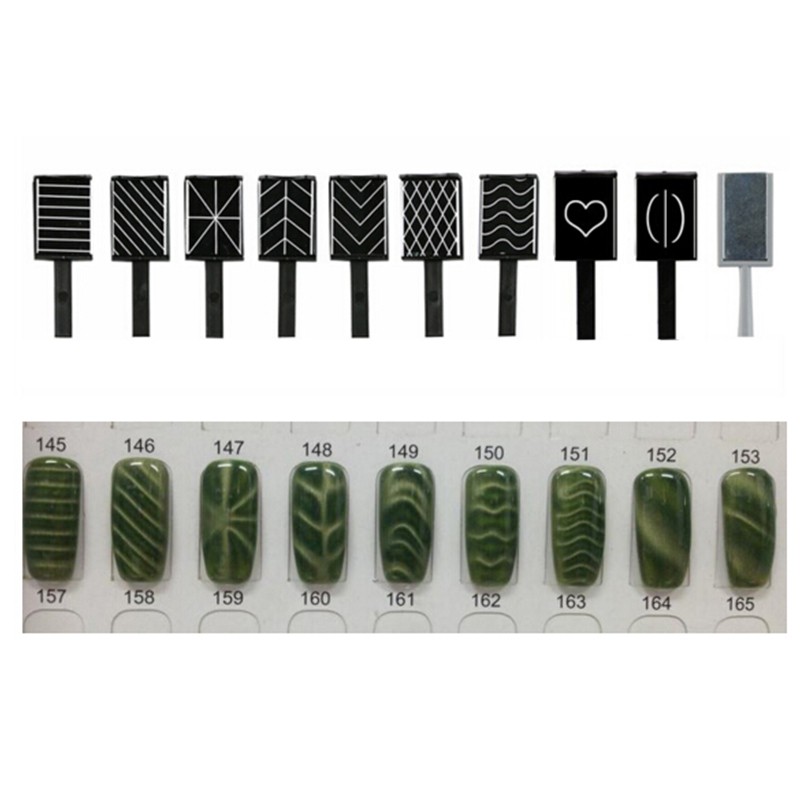 Bộ 11 dụng cụ bút nam châm vẽ gel uv sơn móng nghệ thuật tạo kiểu mắt mèo 3d tự làm