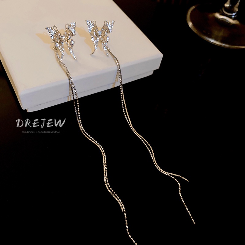 Bông tai kim loại DREJEW 3 dạng kẹp hình bướm không cần xỏ lỗ độc đáo phong cách Hàn Quốc
