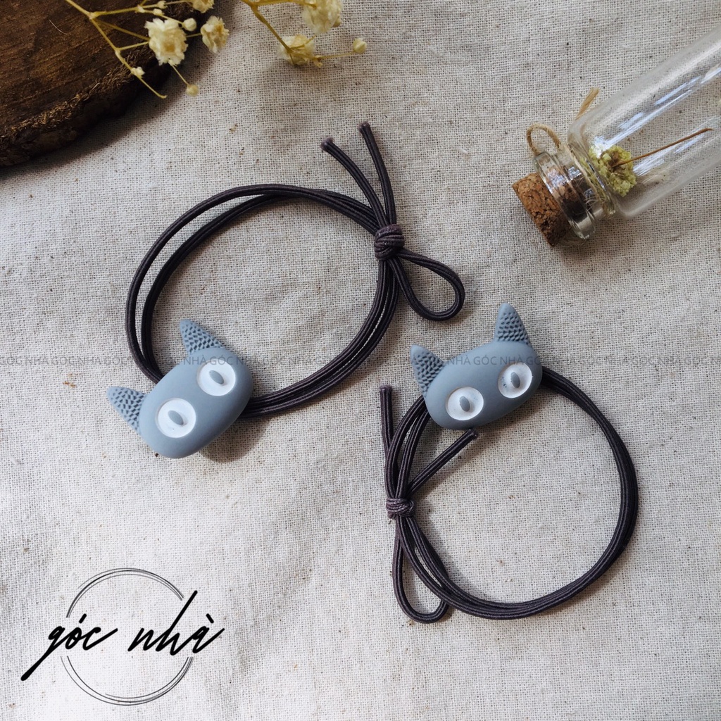 Cột tóc gấu,mèo BASIC họa tiết đơn giản trắng xám hồng nâu xinh xắn Goc Nha ct0011