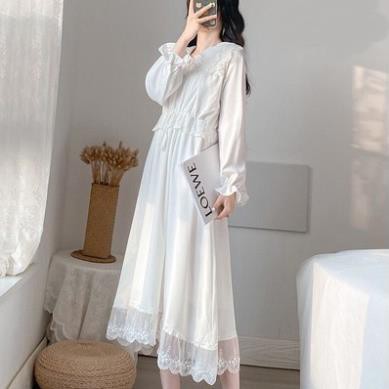 [Hàng Sẵn] Váy Trắng Tiểu Thư - Đầm Ren Công Chúa Đáng Yêu Xinh Xắn Phong Cách Thời Trang Hàn Quốc Tay Lưới Dài QCCC . ⚡