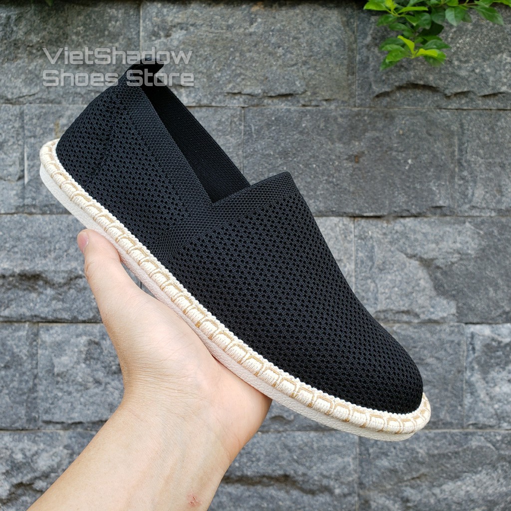 Slip on nam - Giày lười vải nam - Vải dệt kim tạo hình 3D, 4 màu (đen), (xám), (xanh) và (trắng) - Mã 2931