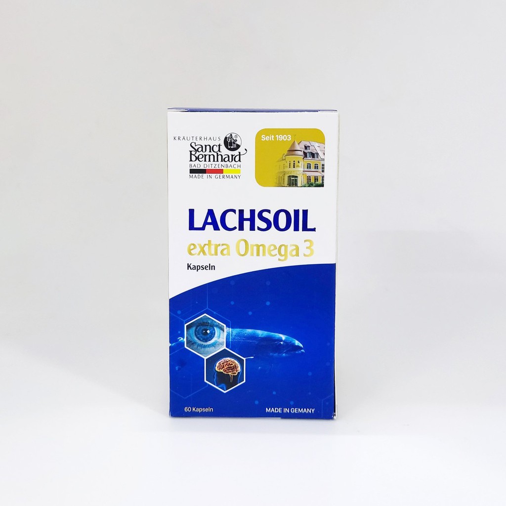 Viên uống dầu cá Omega 3 Lachsoil bổ mắt, hỗ trợ tim mạch(Hộp 60 Viên)  - [ Chính hãng Sanct Bernhard Đức]