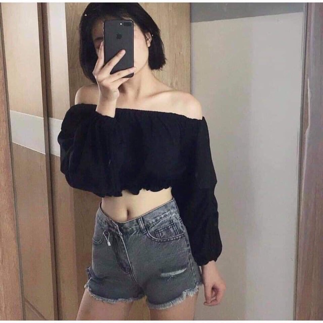 Áo trễ vai chun tay gấu C&amp;H