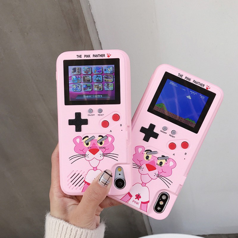 Color Screen Retro Tetris Gameboy Phone Cases Pink Panther case For Iphone 11 pro Max X XR XS Max 6 6S 7 8 Plus