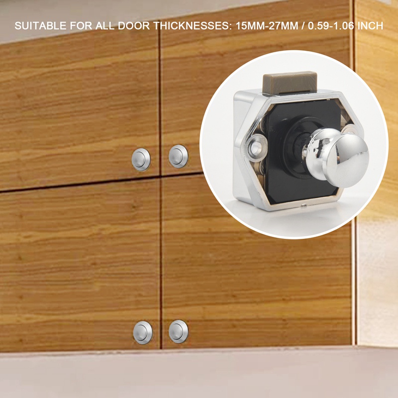 Set 10 Nút Nhấn Không Chìa Khóa Dày Dặn 15-27mm Cho Tủ Chạn / Cửa Ra Vào / Tủ Chén