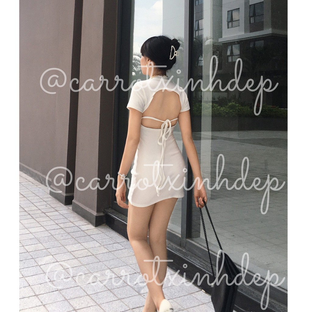 VÁY HỞ LƯNG CỘT DÂY TAY NGẮN FREESIZE DƯỚI 55KG 💖💖💖 | BigBuy360 - bigbuy360.vn