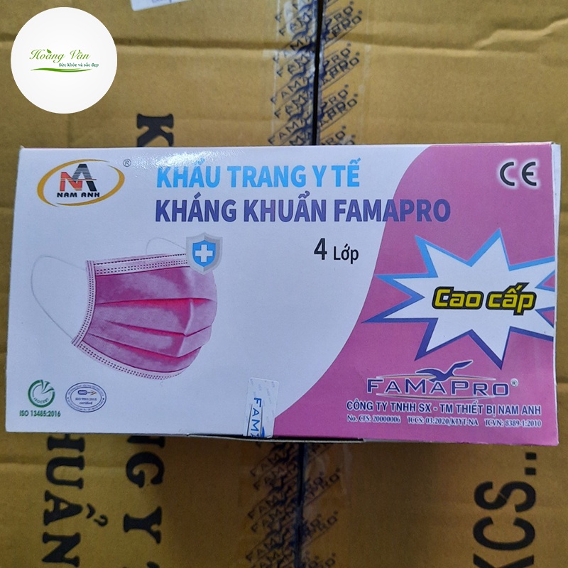 [Combo 02 Hộp] Khẩu trang y tế kháng khuẩn Famapro 4 lớp Nam Anh - Hộp 50 cái