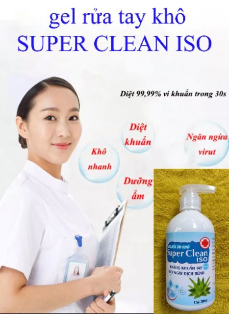 GEL Rửa Tay Khô Cao Cấp Diệt Khuẩn Crona Dưỡng Da Super Clean ISO 300ml | BigBuy360 - bigbuy360.vn