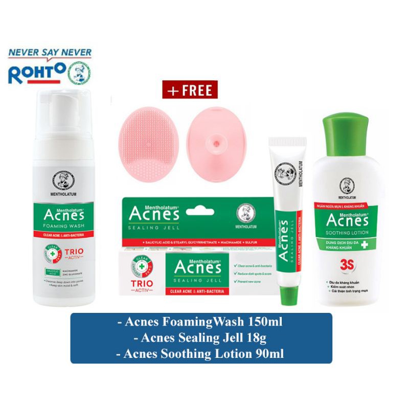 ✓ CHÍNH HÃNG - BỘ SẢN PHẨM NGỪA MỤN ACNES TRIO ACTIV - 3S (BỘ LỚN)