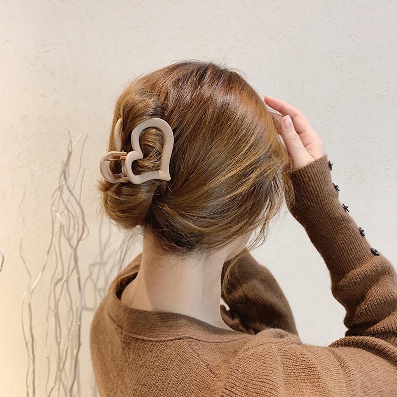 Kẹp tóc acrylic hình trái tim/hình vuông cho nữ thời trang Hàn Quốc