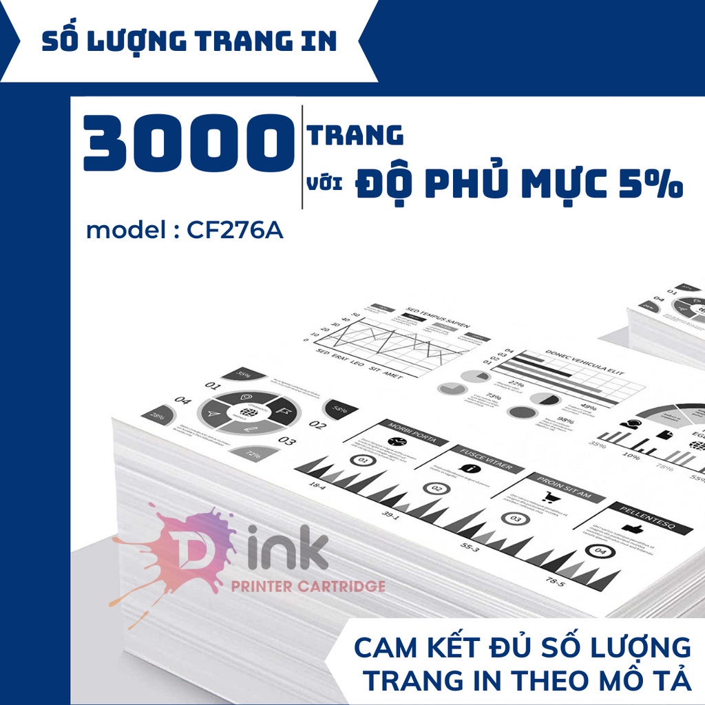 Hộp Mực siêu đậm nét TDink 76A  - Dùng cho máy in laser HP LaserJet Pro M404n / M404dn ...