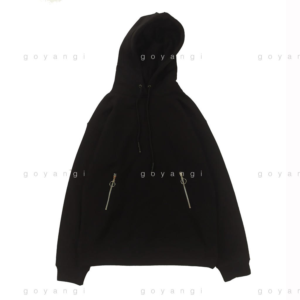 Áo hoodie goyangi Unisex Khóa Zip Túi phong cách Hàn Quốc