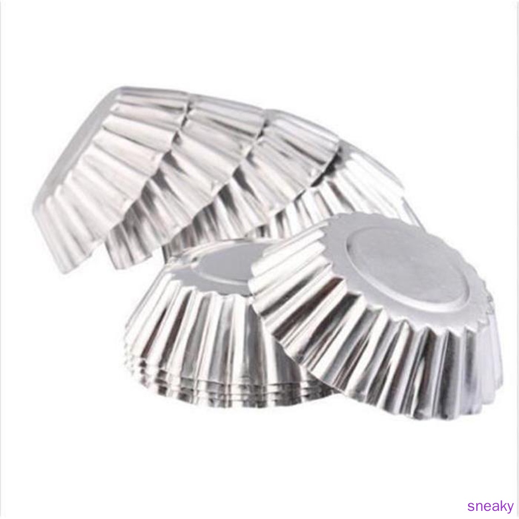 Set 10 Khuôn Làm Bánh Cupcake / Bánh Trứng Bằng Thiếc Chống Dính Diy