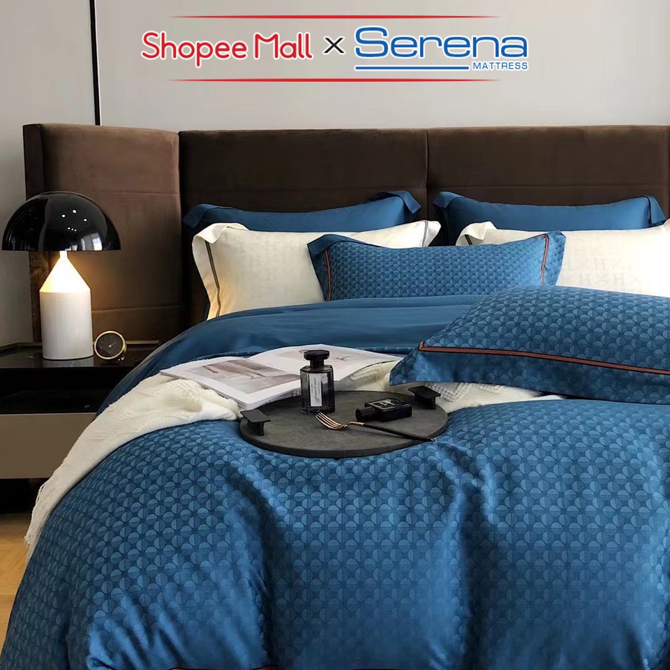 Bộ Chăn Ga Giường Cao Cấp Full 5 Món Tencel 80s SERENA Chính Hãng Bộ Chăn Ra Grap Drap Trần Bông Cao Cấp Trải Bọc Giường