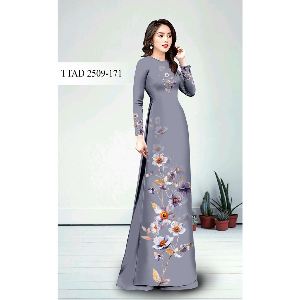 VẢI ÁO DÀI TẰM Ý, IN 3D HỌA TIẾT HOA SANG CHẢNH