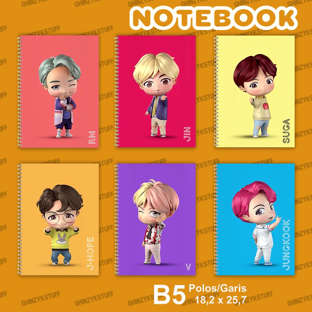 Sổ Tay B5 (18.2x26cm) In Hình Bt21 Bts V Taehyung Jungkook Kpop Merchandise 3d Chibi