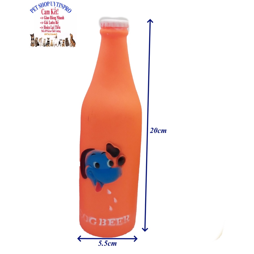 Đồ chơi cho Chó Hình chai bia In hình cún dog beer Phát ra tiếng kêu Chất liệu nhựa dẻo, Giúp thú cưng sảng khoái