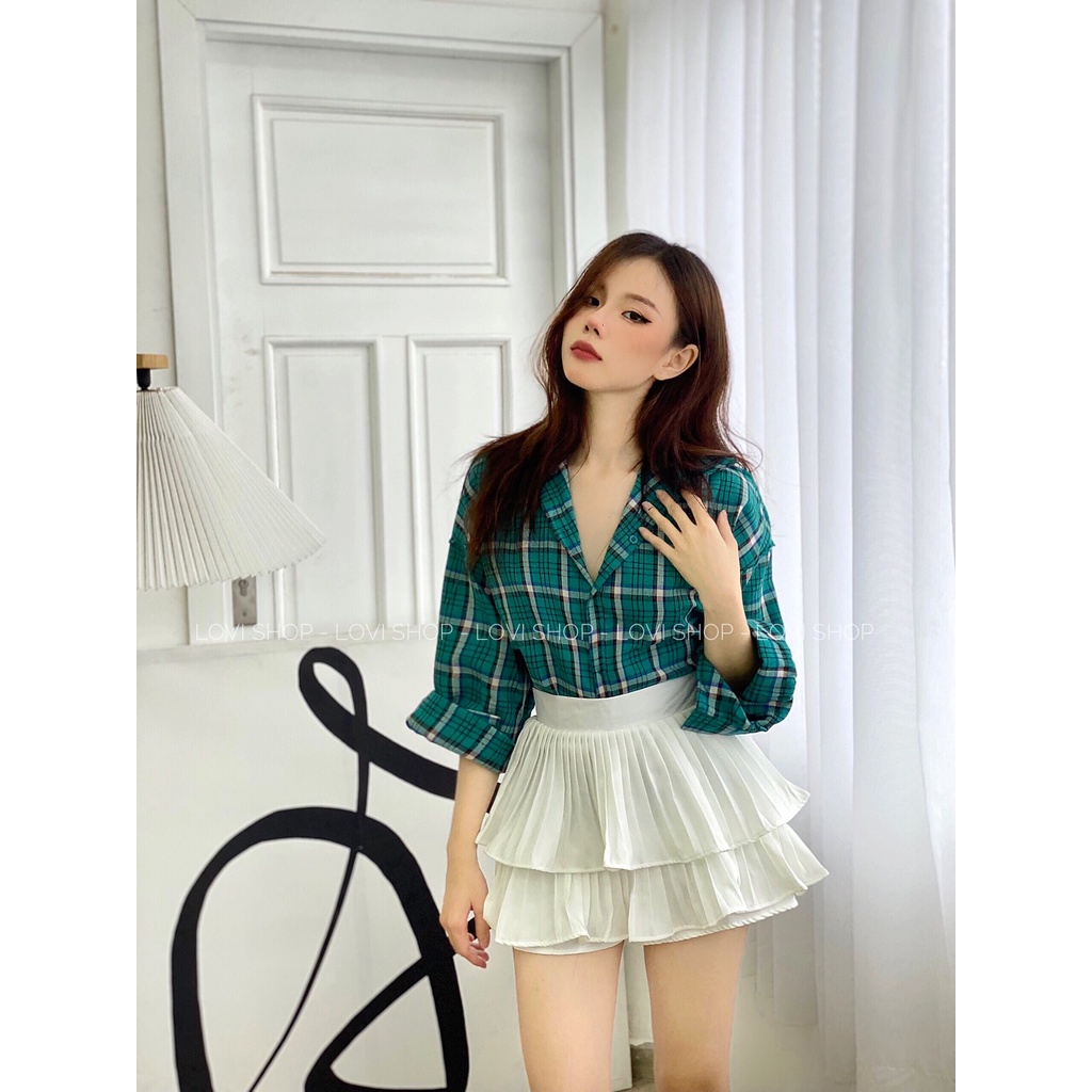 Chân váy ly 2 tầng dáng ngắn 4 màu Lovi