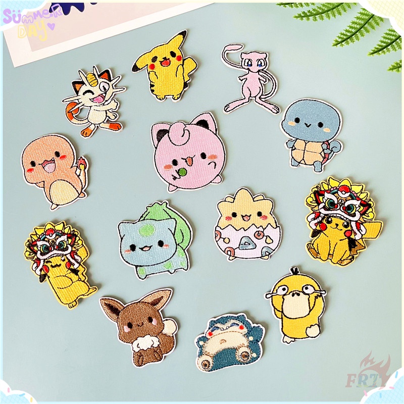 ♥ Miếng Dán Tự Dính Họa Tiết Nhân Vật Hoạt Hình Pikachu / Squirtle / Snorlax / Jigglypuff - Q Vui Nhộn ♥ 1 Miếng Dán Ủi Quần Áo Hình Nhân Vật Anime