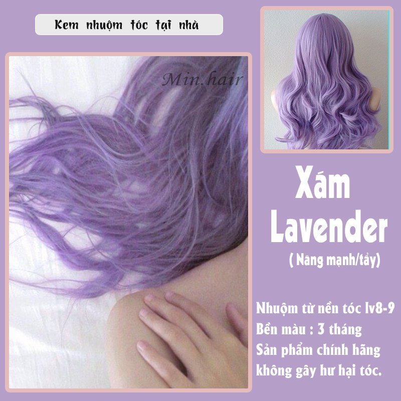 thuốc nhuộm tóc màu xám lavender, tặng kèm oxy trợ dưỡng và bao tay