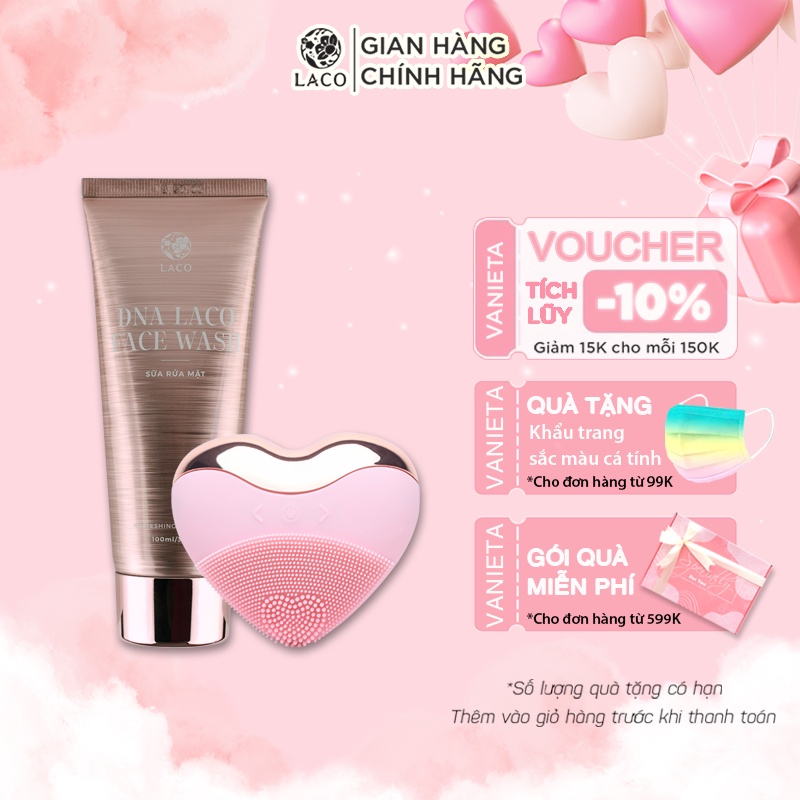 Combo Làm Sạch Da Cơ Bản (Máy Rửa Mặt Laco Luxury + Sữa Rửa Mặt DNA)
