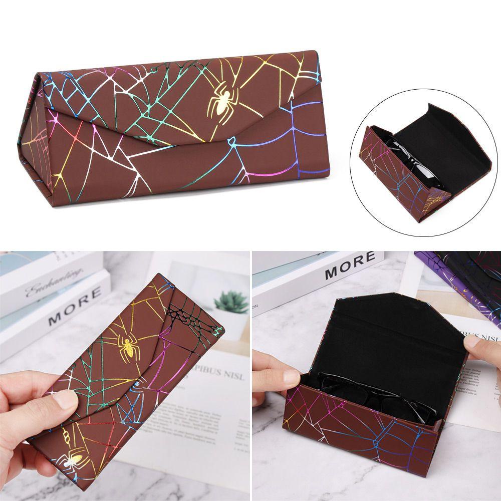 MOILYVN Hộp Đựng Mắt Kính Hình Tam Giác Họa Tiết Nhện Thời Trang
