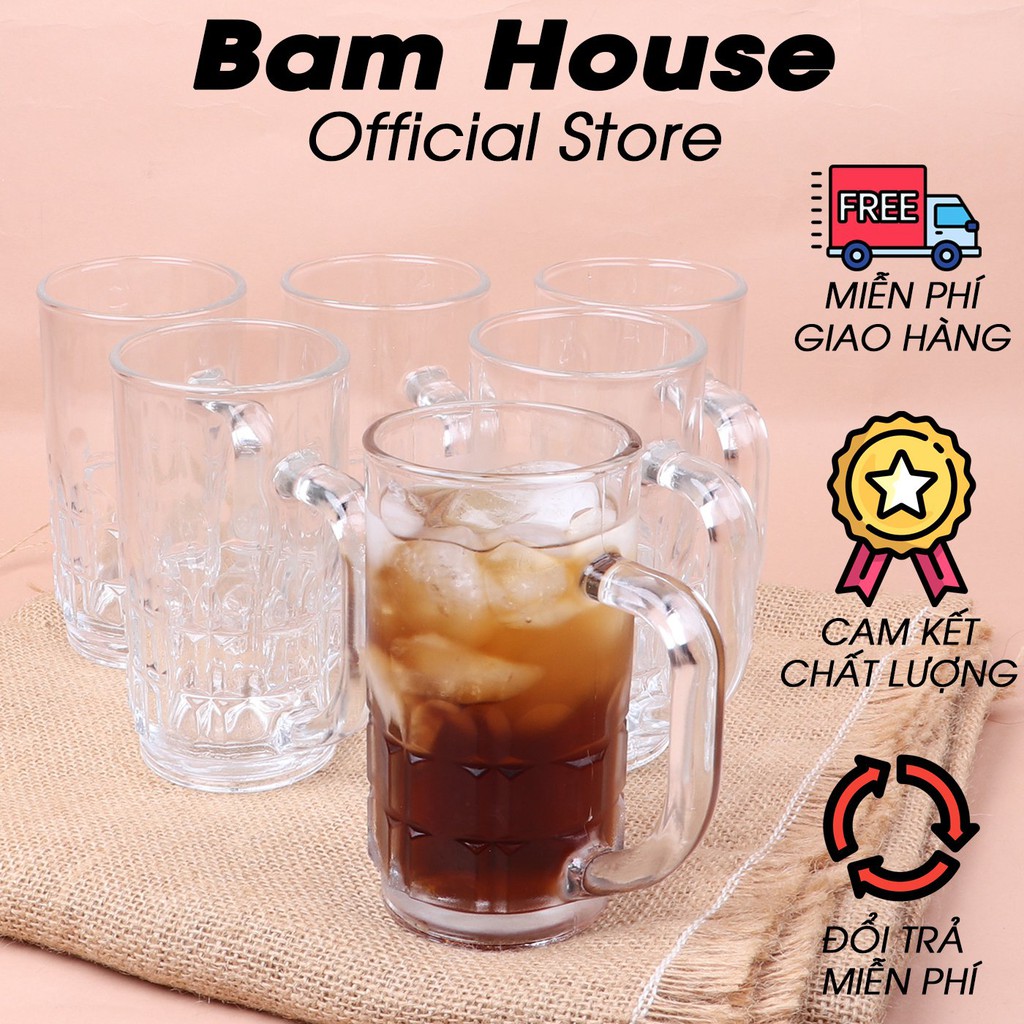 Bộ 6 ly thủy tinh Bam House có quai uống cafe LTC01 – BamBam Store