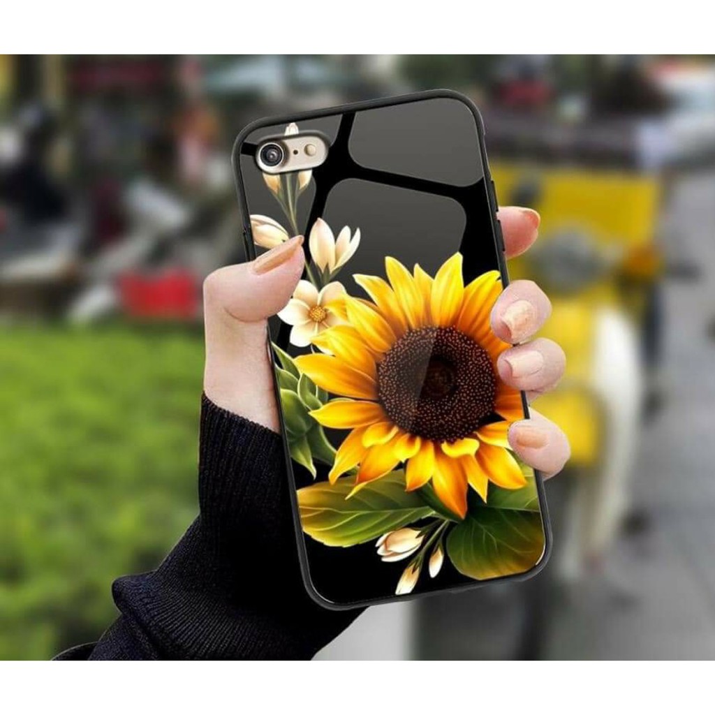 Ốp Lưng Kính Cường Lực / Case Hoa hướng dương Chống Vỡ Dành Cho 13ProMax 12ProMax 11ProMax X XSMAX Fukishop
