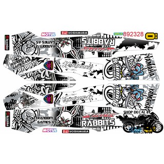 Tem chế Sirius 50 & 110 Thỏ Rabbit TRẮNG MS 892328 - Tem rời 3 lớp cao cấp - Dán xe trắng