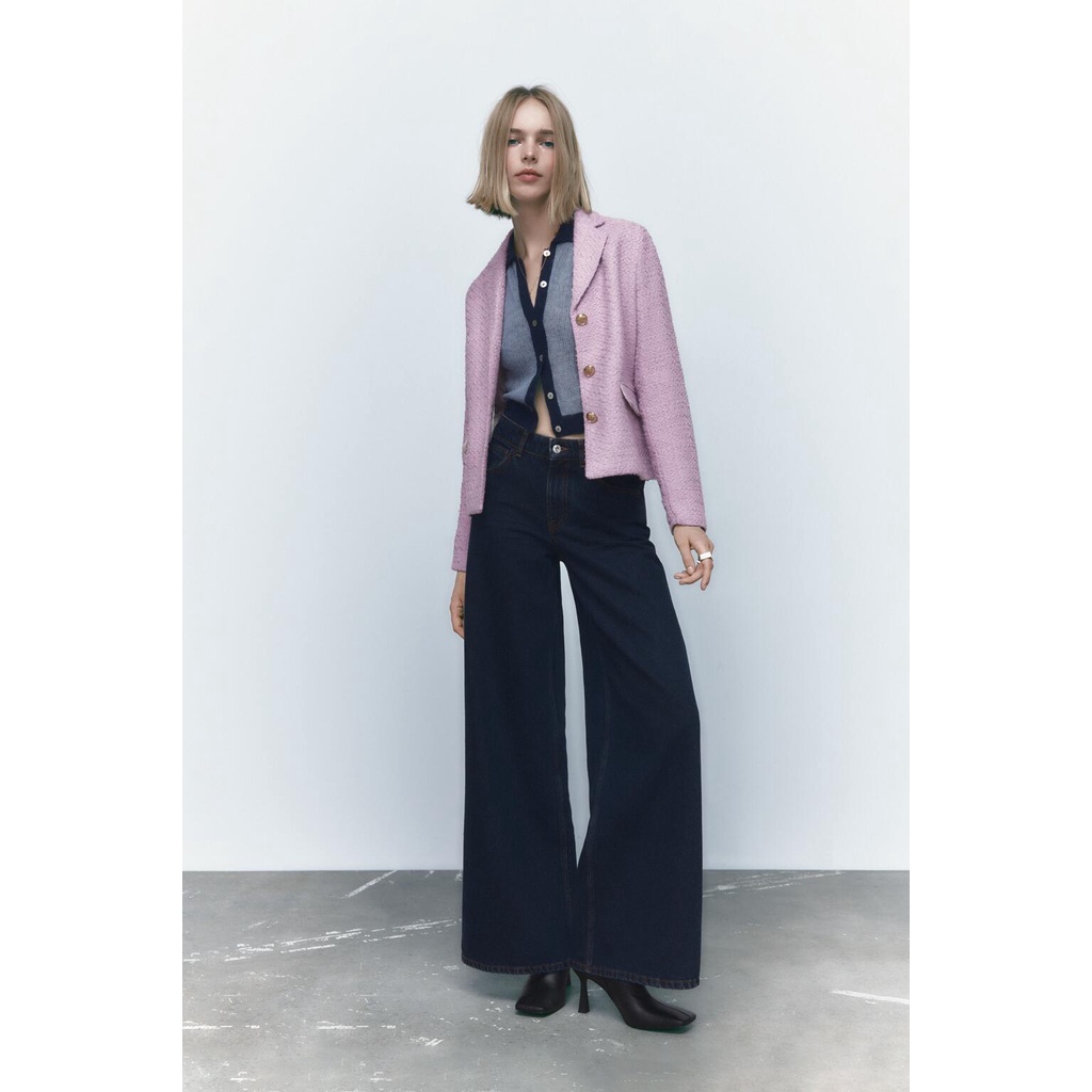 Zara Bộ Áo Khoác Vest + Quần Short Phối Khóa Vàng Thời Trang Mùa Thu Thanh Lịch 7484223 1971223