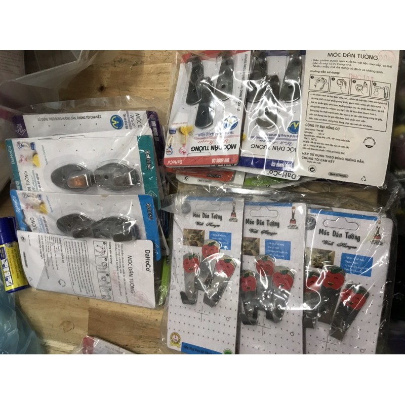 Combo 10 vỉ móc dán tường inox loại 2cái hoặc 3cái hÀng việt Nam loại nhỏ