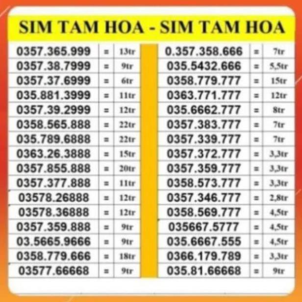 SIM TAM HOA 999 888 777 666 VIETTEL TRẢ TRƯỚC