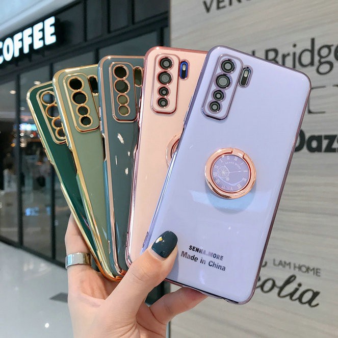 Ốp Điện Thoại Dẻo Tráng Gương 6D Kèm Giá Đỡ Cho OPPO A74 F7 Reno 2 2F A83 A57 A39 A31 2020 Realme C12 C15 C25 C11 Realme 5 5i 6i C3 C2