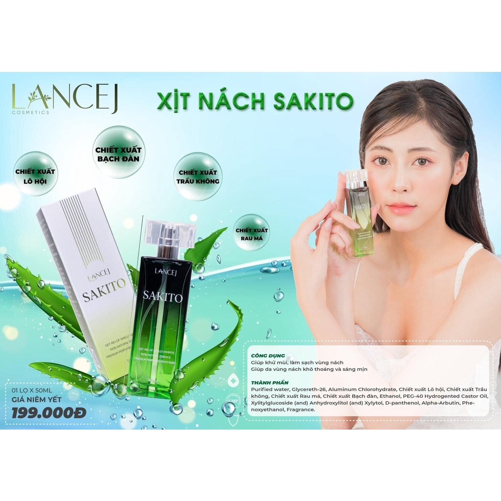 Xịt Khử Mùi Hôi Nách SAKITO Lancej Giúp Khử Mùi,Kháng Khuẩn
